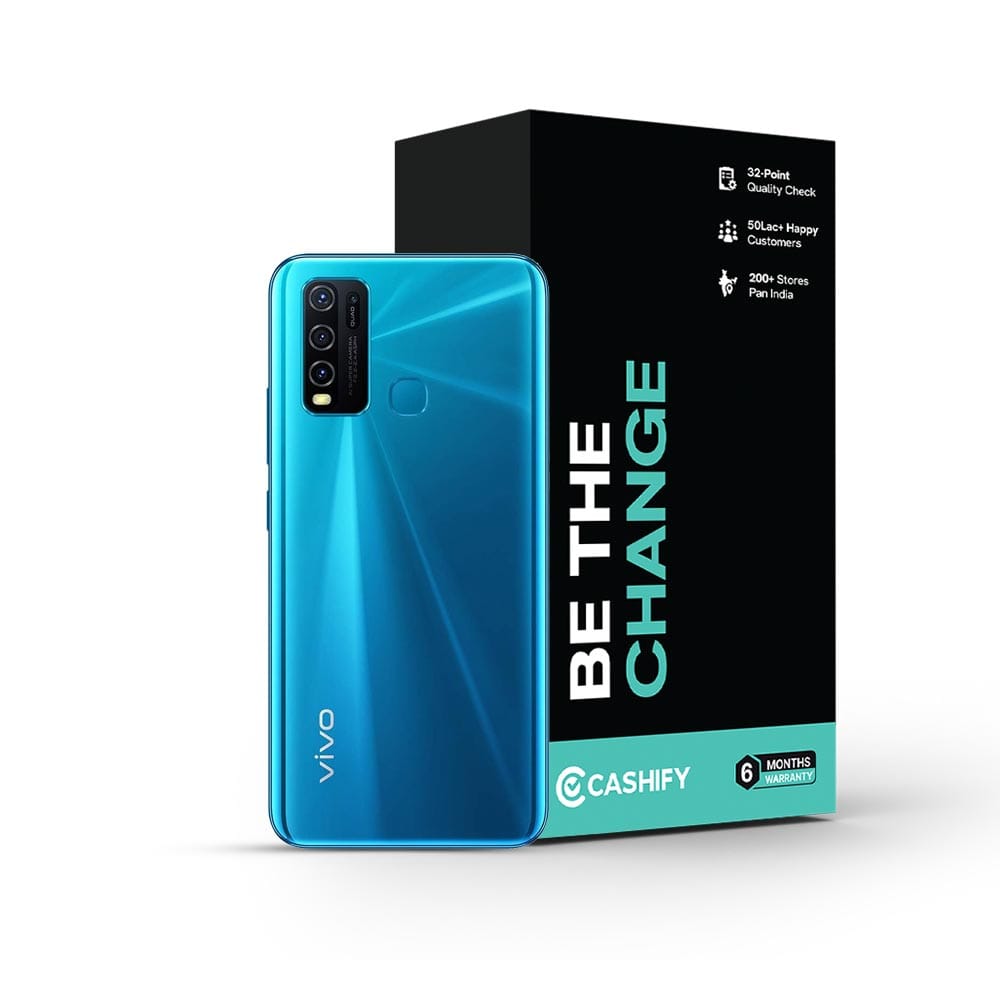 Refurbished Vivo Y30 Dazzle Blue back Box