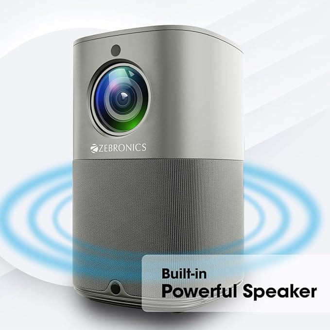 Zebronics PIXAPLAY 18 8200 lm 1080p Native with 4K Smart LED Vertical Projector - Unboxed_Grey_Left Side_88947