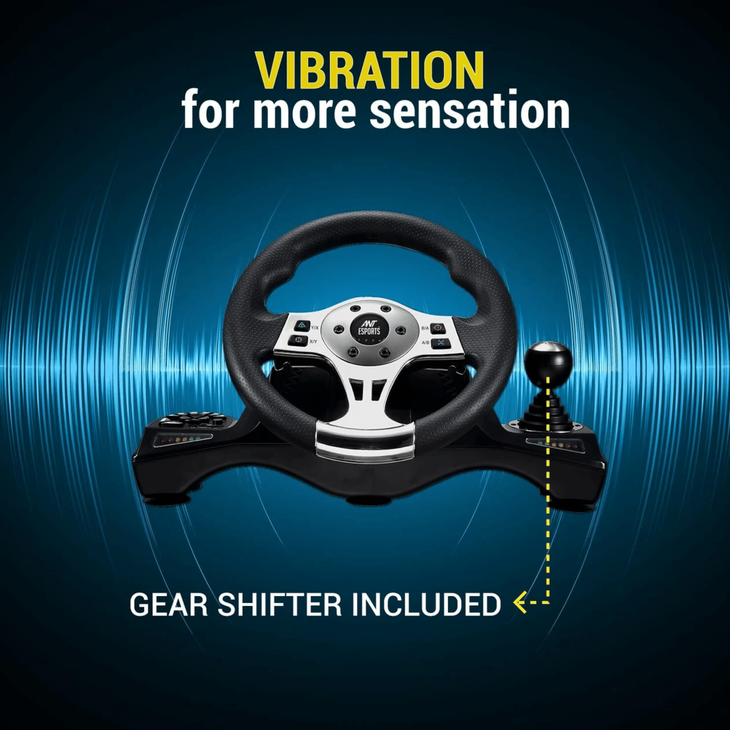 Ant Esports GW190 Racing Steering Wheel Motion Controller - Refurbished Superb - Black - 2024 - PS4)- Refurbished_All_Others_123760