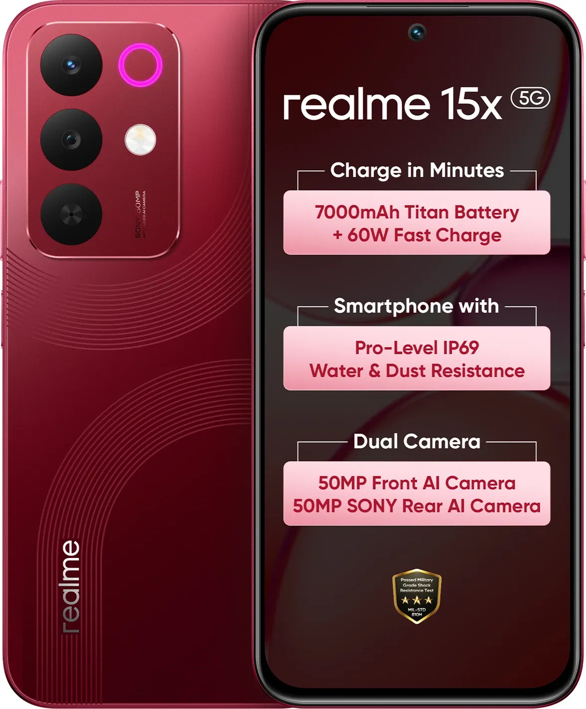 Realme 15X 5G - Refurbished_Maroon Red_Top_89298