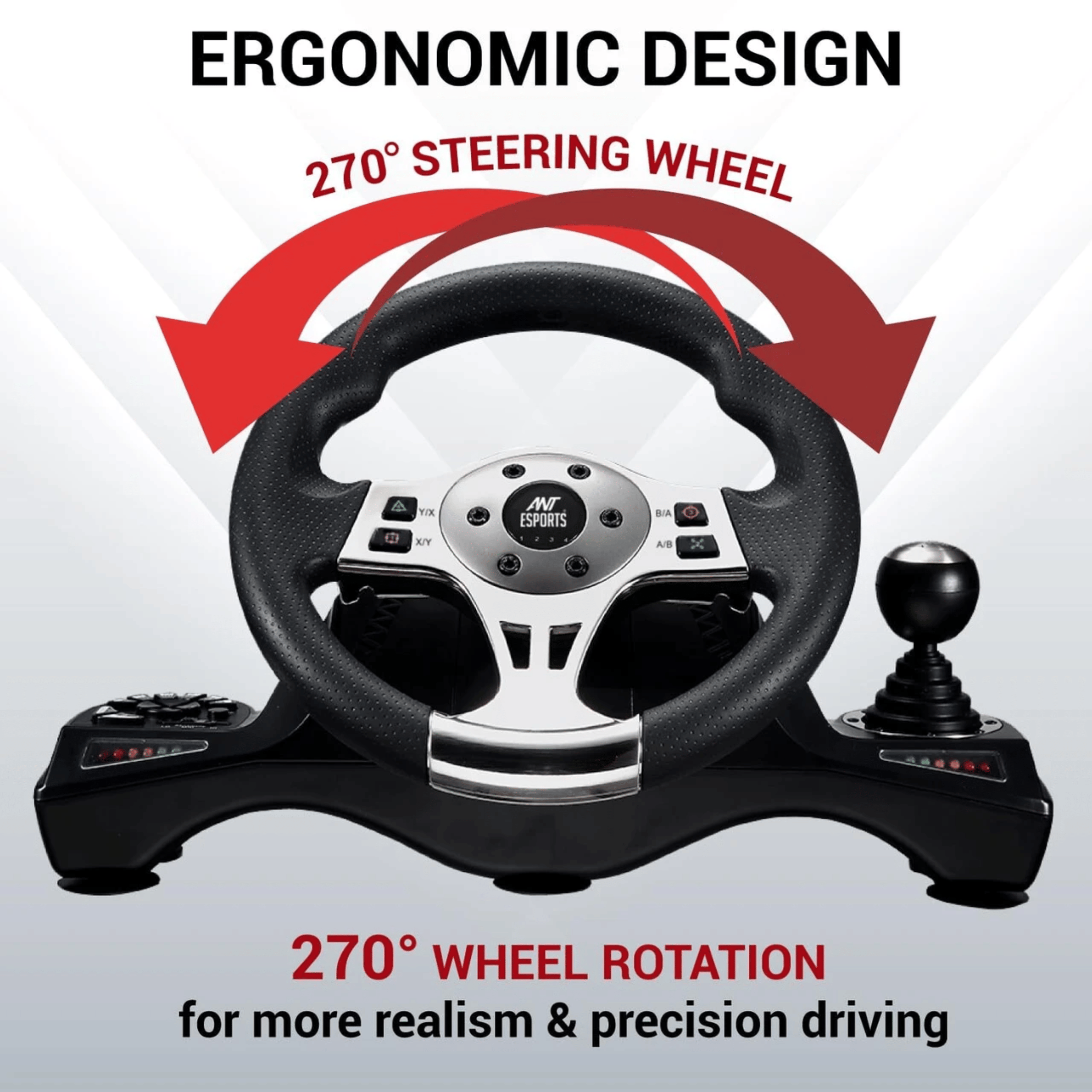 Ant Esports GW190 Racing Steering Wheel Motion Controller - Refurbished Superb - Black - 2024 - PS4)- Refurbished_All_Others_123758
