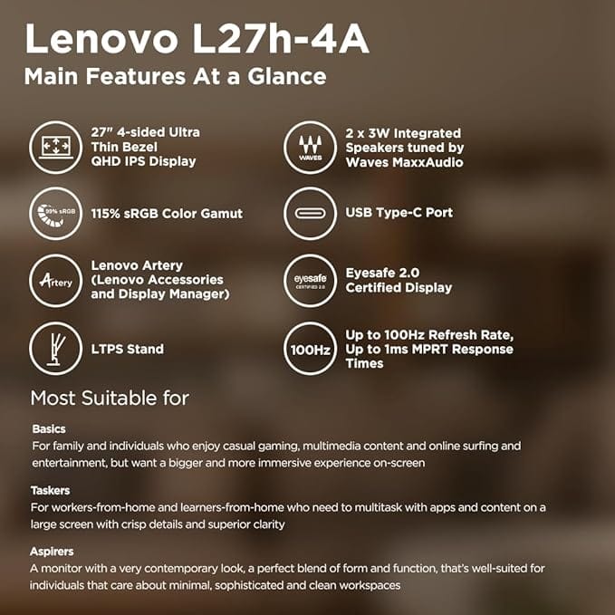 Lenovo L Series L27H - Unboxed_Grey_Right Side_88463