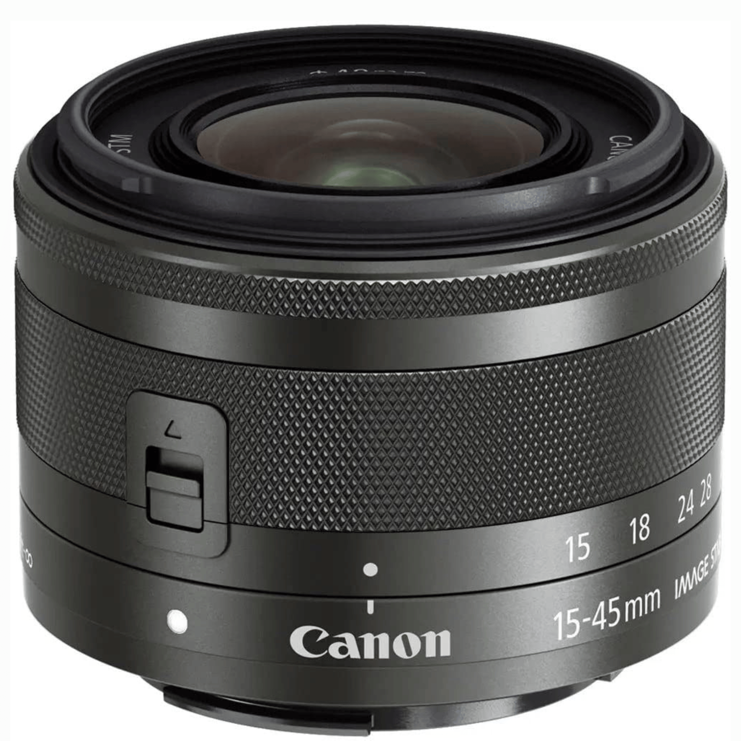 Canon EF–M 15–45mm f/3.5–6.3 IS STM Zoom Lens  - Refurbished_Black_Front_123283