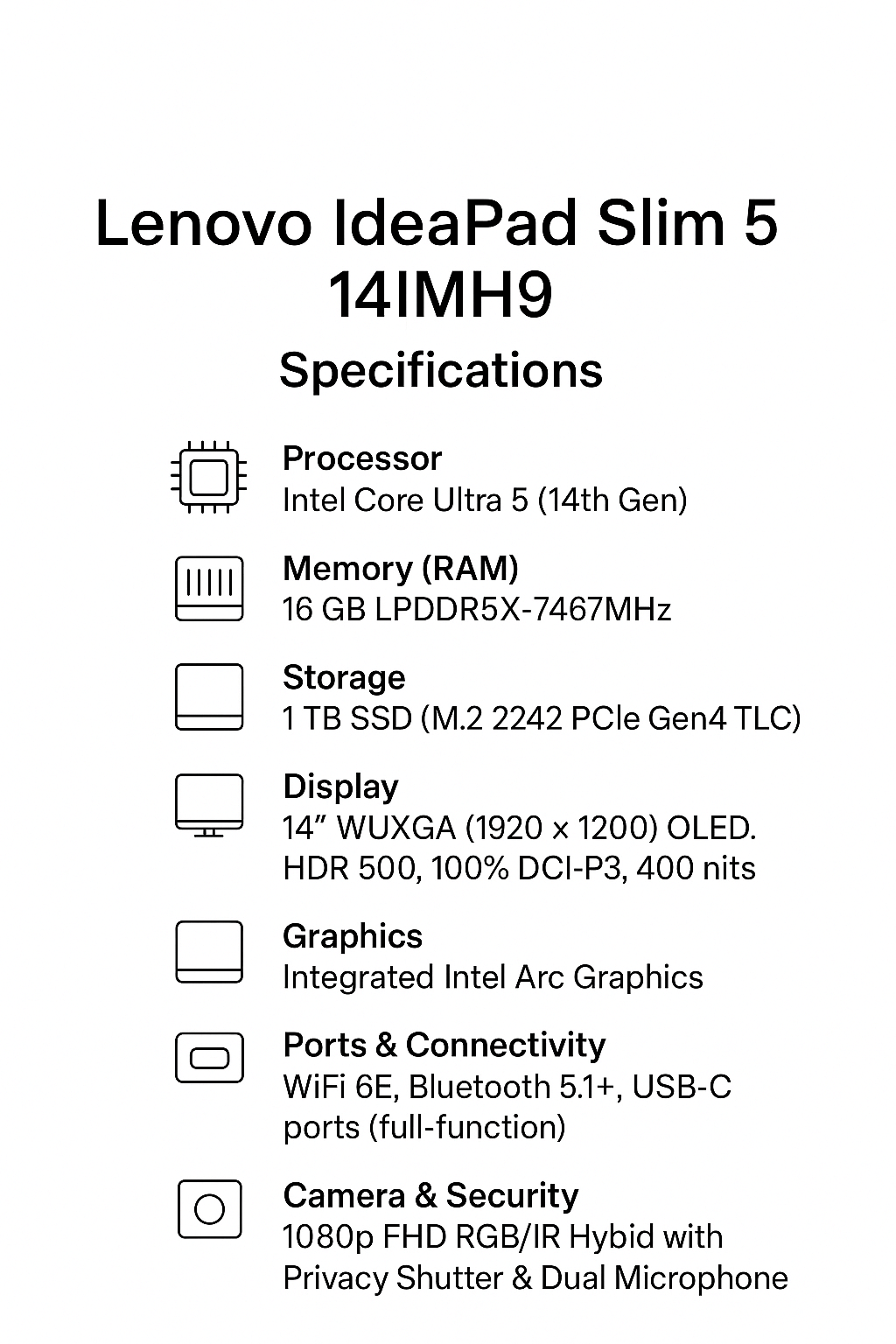 Lenovo ideapad Slim 5 Series 14IMH9 (Intel Core Ultra 5 14 Inch)- Refurbished_Silver_Back_64664
