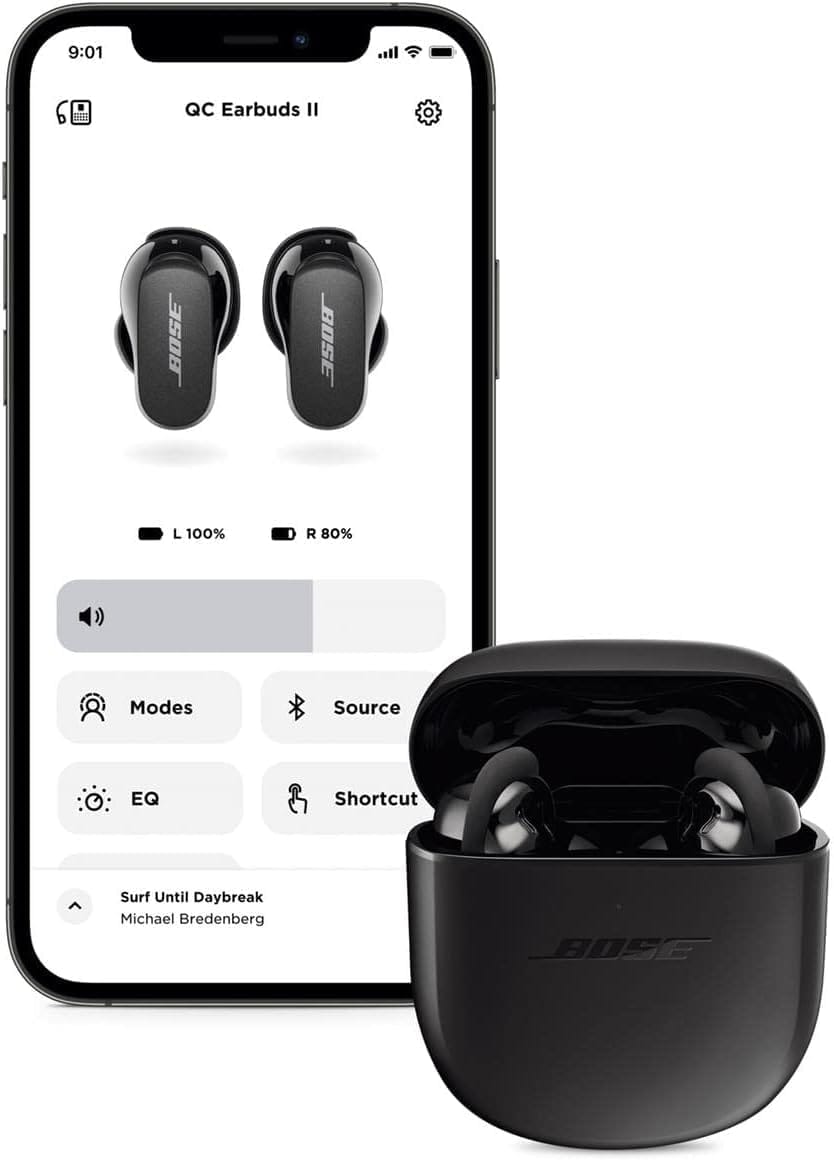 Bose QuietComfort II Wireless Earphones - Unboxed_Black_Left Side_87071