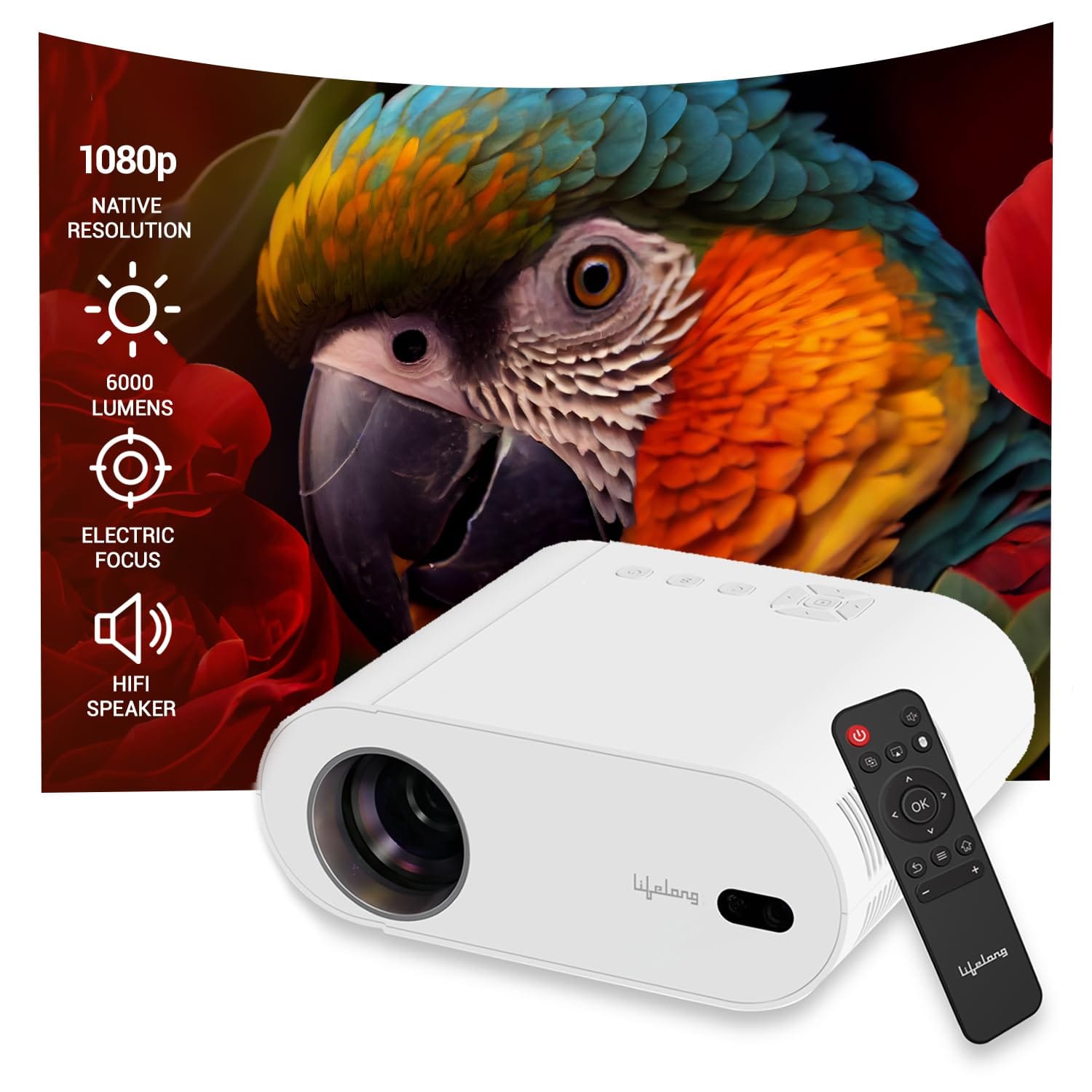 Lifelong TruePixel 6000 lm 1080p Native Full HD with 4K Portable Android Projector  - Unboxed