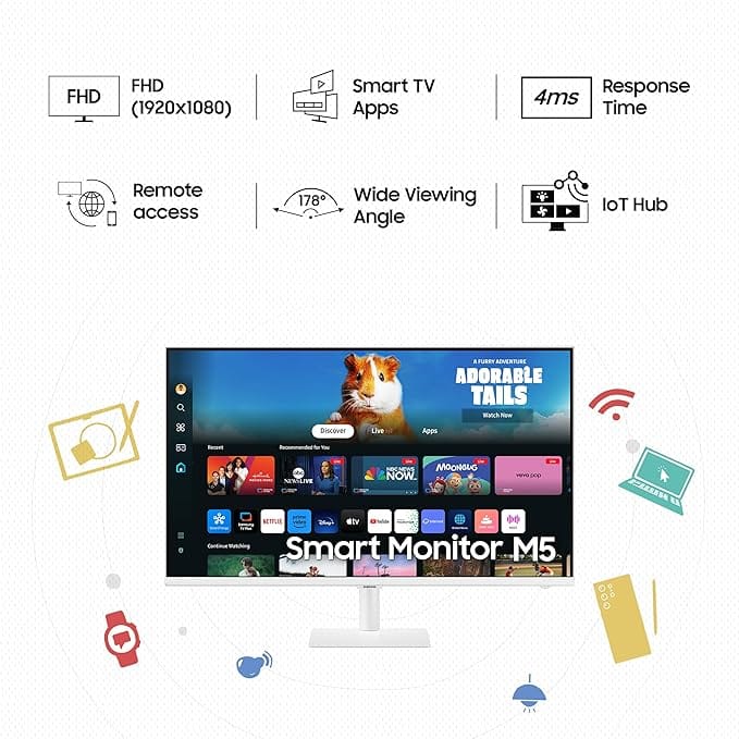 Samsung LS32DM501EWXXL M5 32 Inch VA 60 Hz FHD Smart Monitor  - Unboxed_White_Bottom_88709