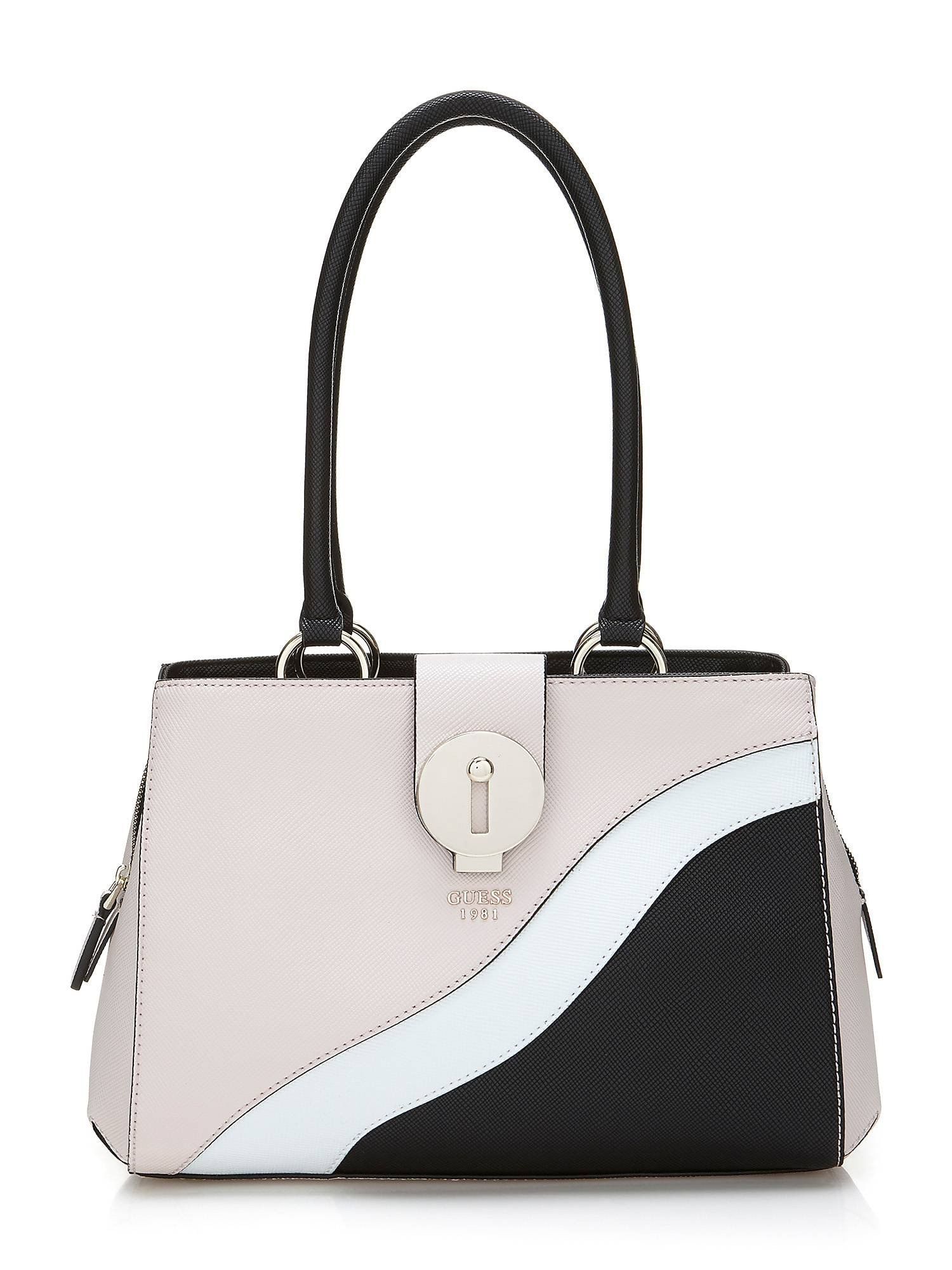 Guess Women's Augustina Lock Medium Faux Leather Satchel Luxury Bag - Pre-Loved - Multicolored - Refurbished