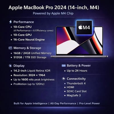 Certified Refurbished MacBook Pro 2024 A3112 (Apple M4 14 Inch