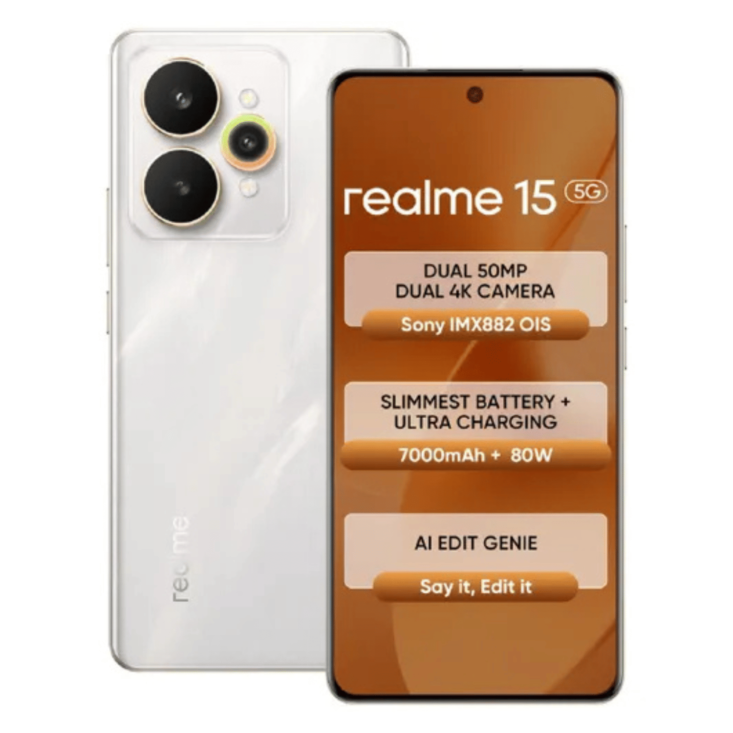 Realme 15T 5G - Refurbished_Flowing Silver_Front_87747