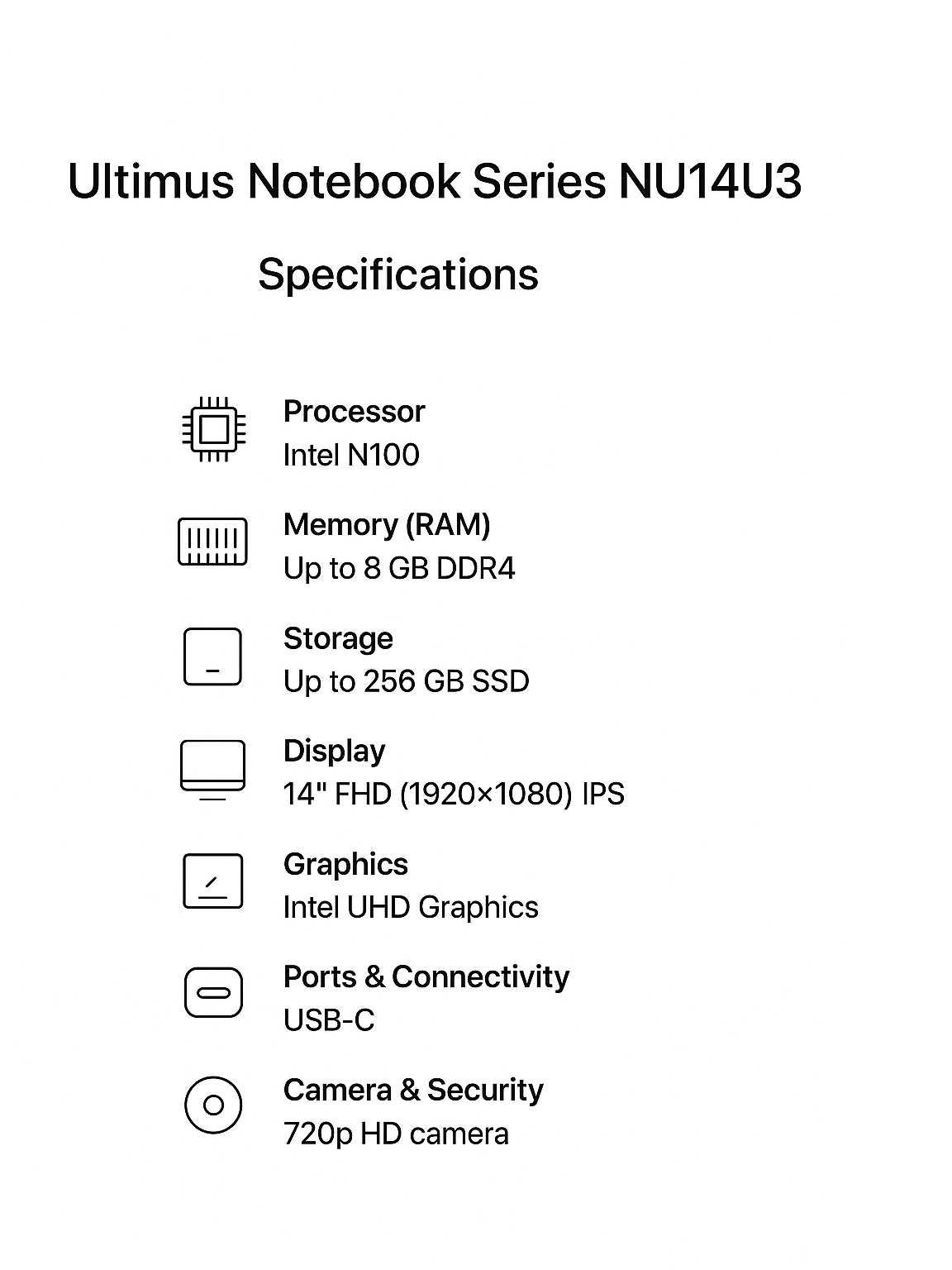 Ultimus Ultimus Notebook Series NU14U3 (Intel N100 14 Inch)- Refurbished_Cloud Silver_Top_64601