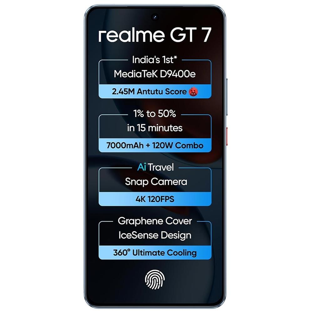 Realme GT 7 - Refurbished_IceSense Blue_Front_63419