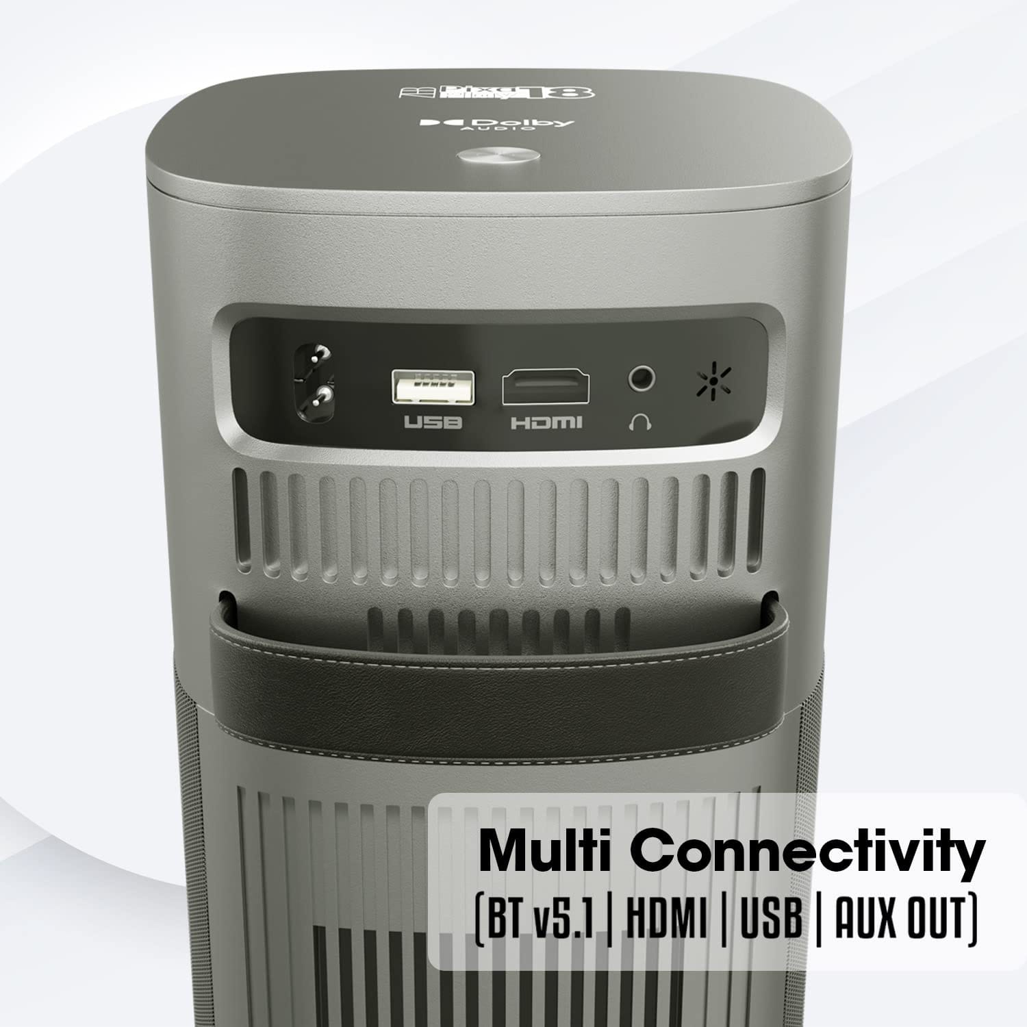 Zebronics PIXAPLAY 18 8200 lm 1080p Native with 4K Smart LED Vertical Projector - Unboxed_Grey_Back_88944