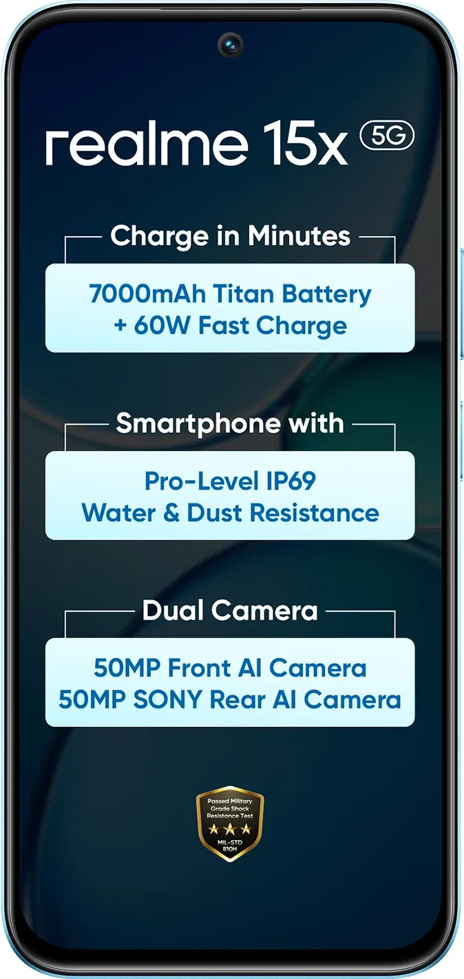 Realme 15X 5G - Refurbished_Aqua Blue_Front_89283