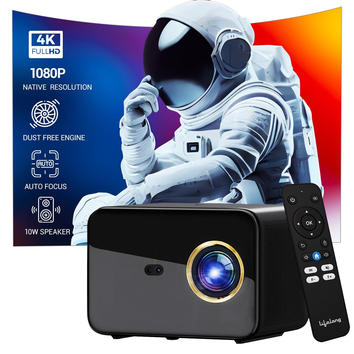 Lifelong SmartStream Projector 7000 lm 1080p Full HD with 4K Portable Android Projector  - Unboxed