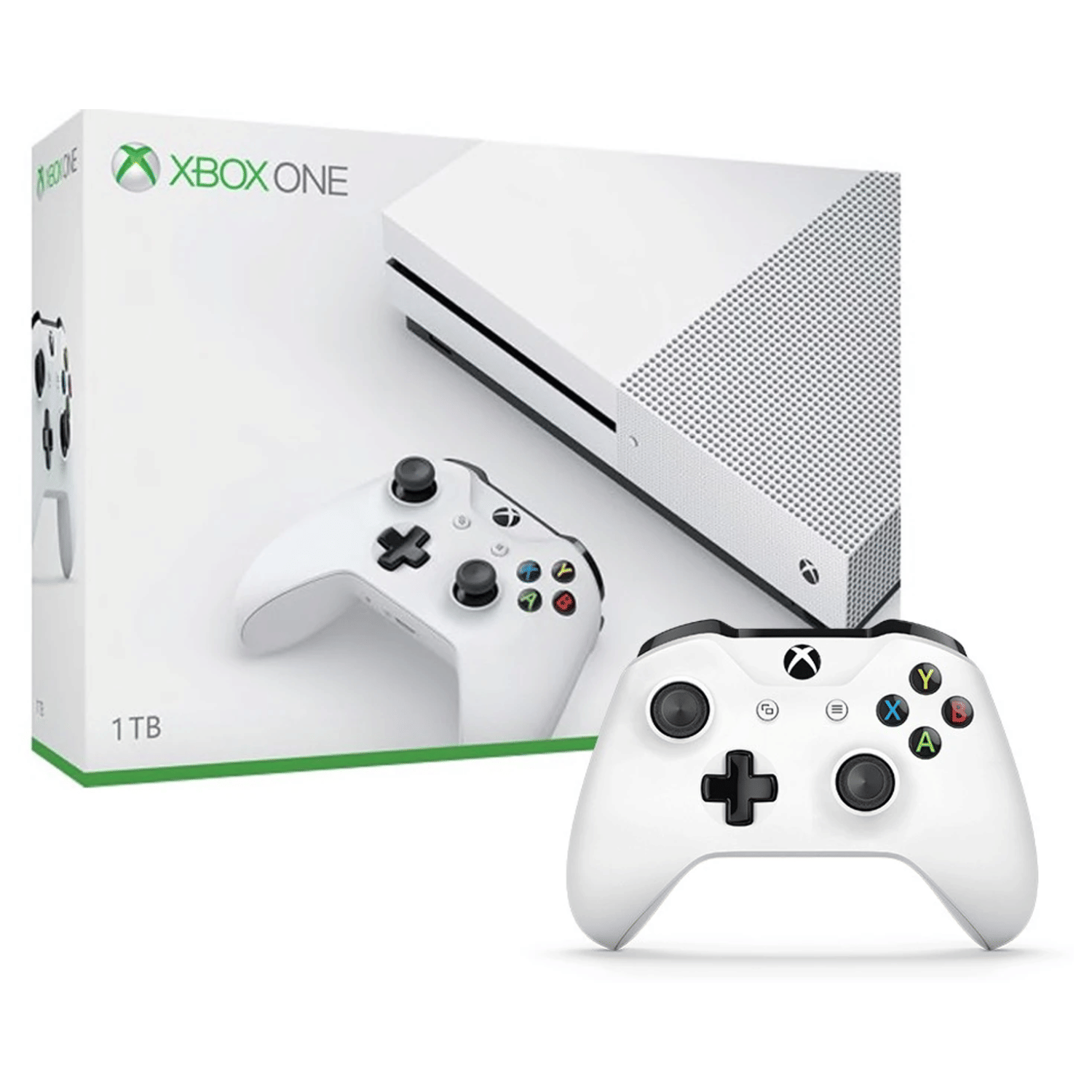 Microsoft XBOX One S Gaming Console - 1 TB - Refurbished Good - White - Disc Edition)- Refurbished_White_Front_114922