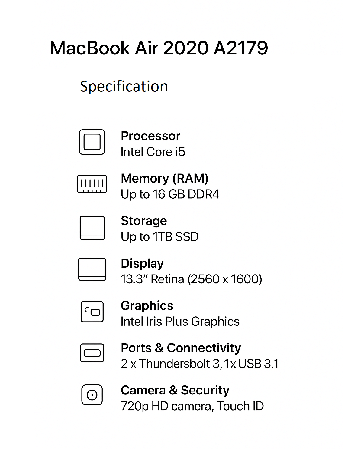 Apple MacBook Air 2020 A2179 (Intel Core i5 13 Inch)- Refurbished_All_Others_64602