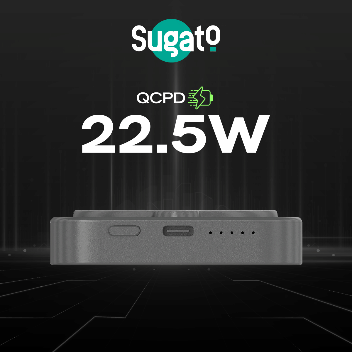 Sugato Supercharge 10000 mAh - Powerbank - Grey_Grey_Bottom_64592