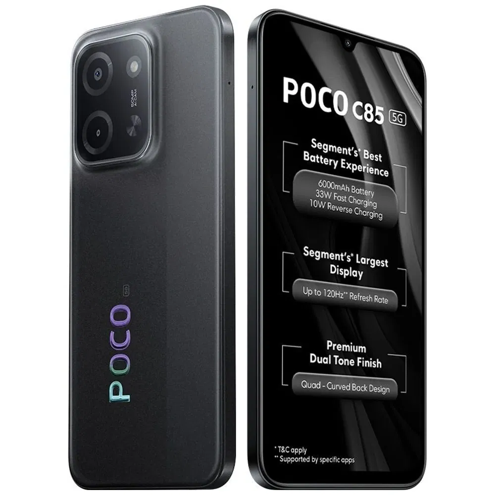 POCO C85 5G - Refurbished_Power Black_Left Side_125698