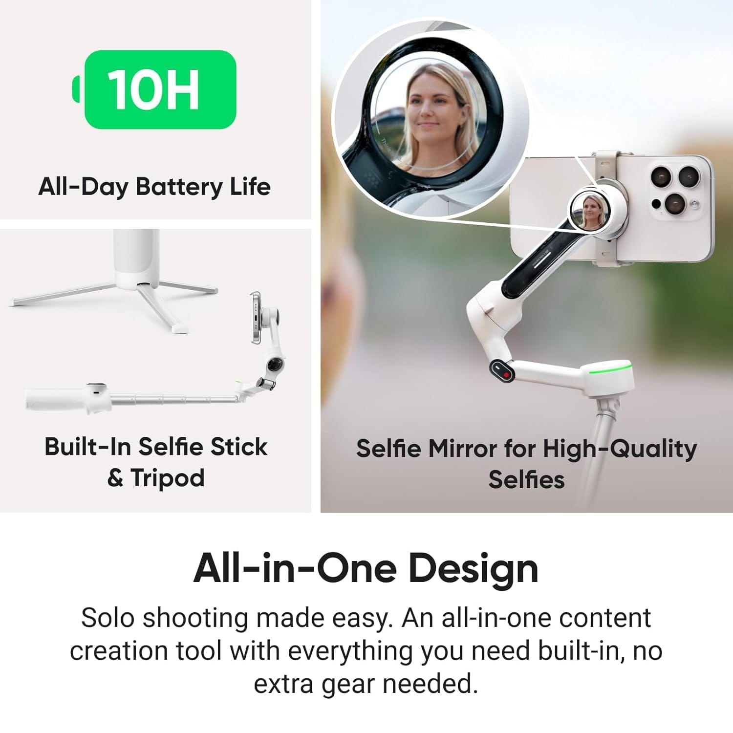 Insta360 Flow 2 Pro Creator Bundle AI Tracking Mobile Gimbal  - Unboxed_Stone Gray_Bottom_87405