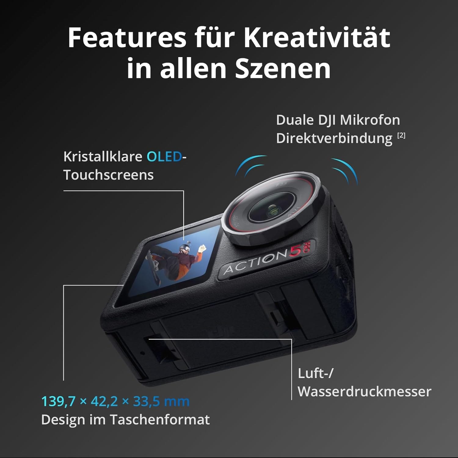 DJI OSMO Action 5 Pro Adventure 40MP Action Camera - Refurbished_Black_Top_88564