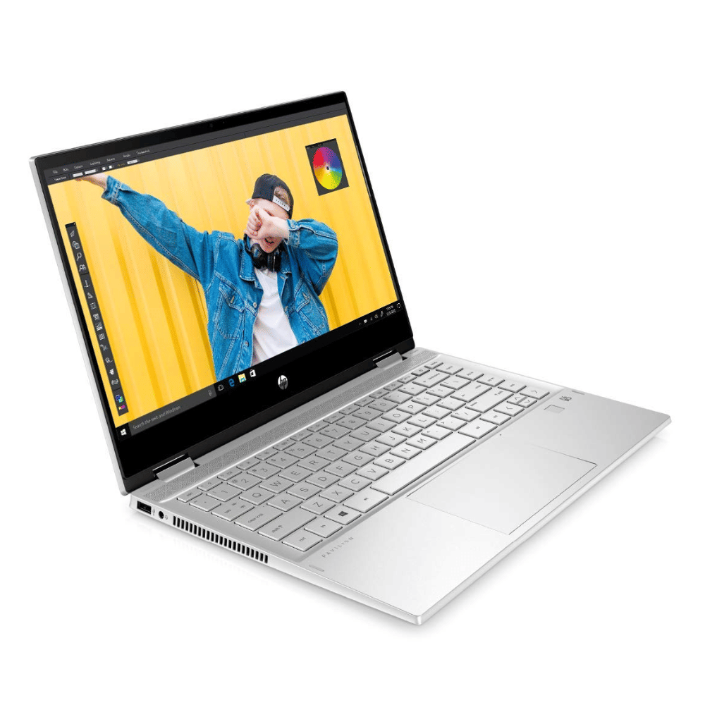 HP/Compaq Pavilion Series X360 CONVERTIBLE 14-dw1037TU TOUCH SCREEN (Intel Core i3 11th Gen 14 Inch)- Refurbished_Silver_Left Side_61168
