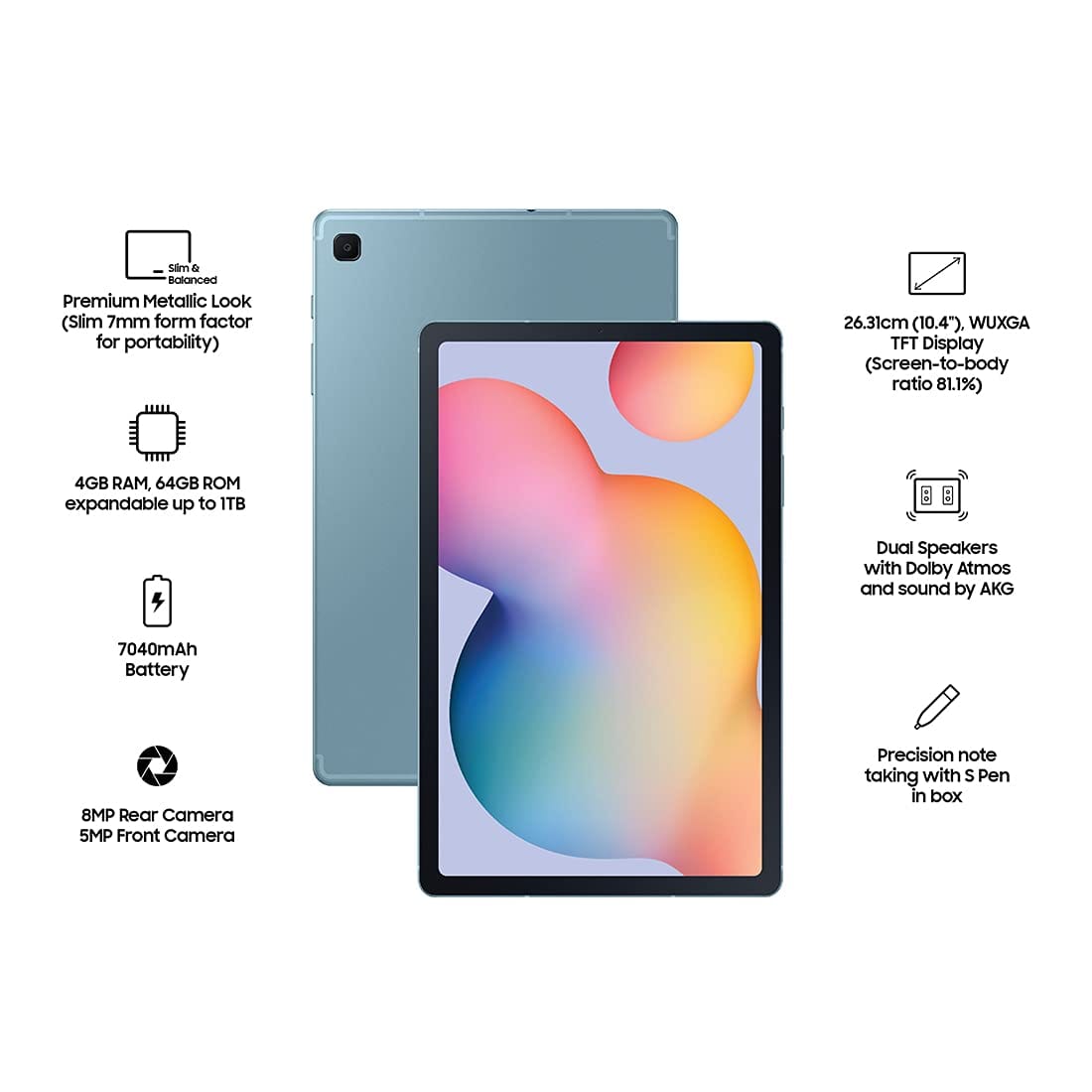 Samsung Galaxy Tab S6 Lite 2022 (10.4 inch, LTE)- Refurbished_Angora Blue_Top_87215