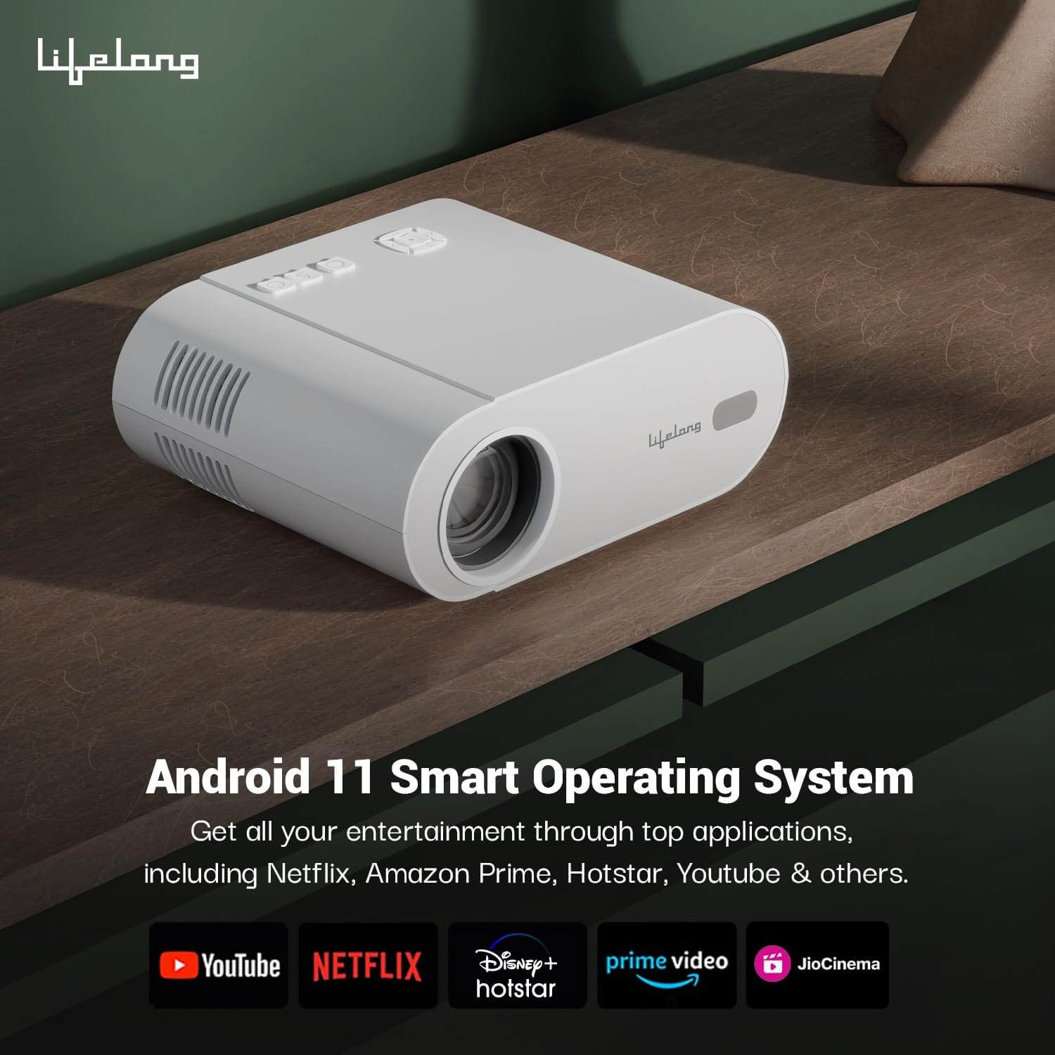 Lifelong TruePixel 6000 lm 1080p Native Full HD with 4K Portable Android Projector  - Unboxed_White_Back_88941