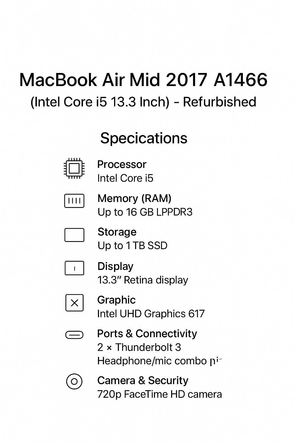 Apple MacBook Air Mid 2017 A1466 (Intel Core i5 13.3 Inch)- Refurbished_Silver_Back_64847
