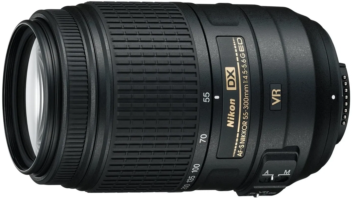 NIKON AF-S DX NIKKOR 55-300 mm f/4.5-5.6G ED VR Telephoto Zoom Lens - Refurbished Good - Black - Refurbished_Black_Left Side_89077