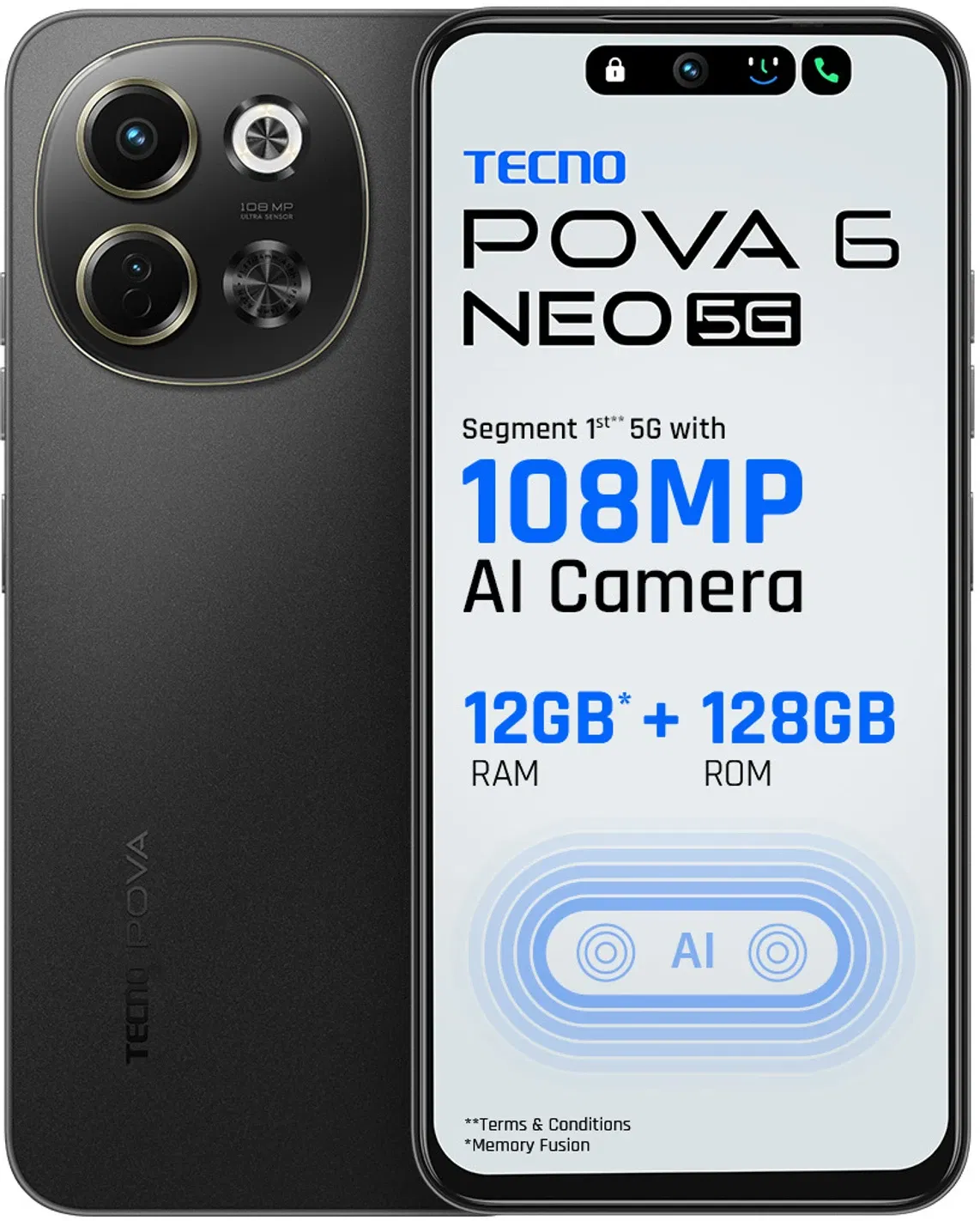 Tecno Pova 6 Neo 5G - Refurbished_Midnight Shadow_Top_89182