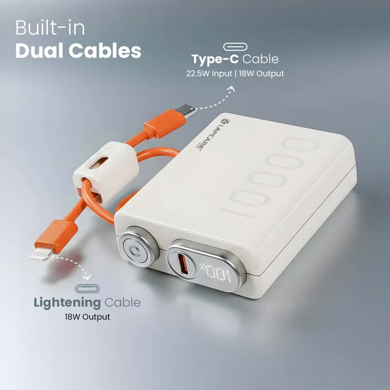 Lapcare Royale (LOX-226) 10000Mah - PowerBank - New - White_White_Back_112990