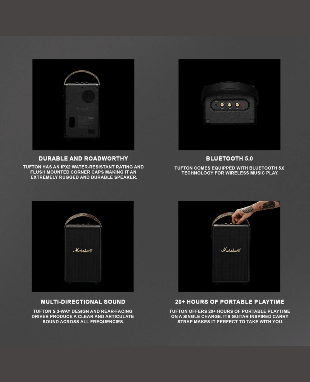 Marshall Tufton 80 Watt Bluetooth Speaker - Unboxed_Black Brass _Refurbished Phone_114740