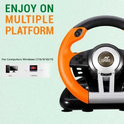 Ant Esports GW V3 PC Steering Wheel 270 Degree Vibration Gaming Steering Wheel - Refurbished Superb - Black - 2024 - XBOX Series X)- Refurbished_Black_Bottom_124810
