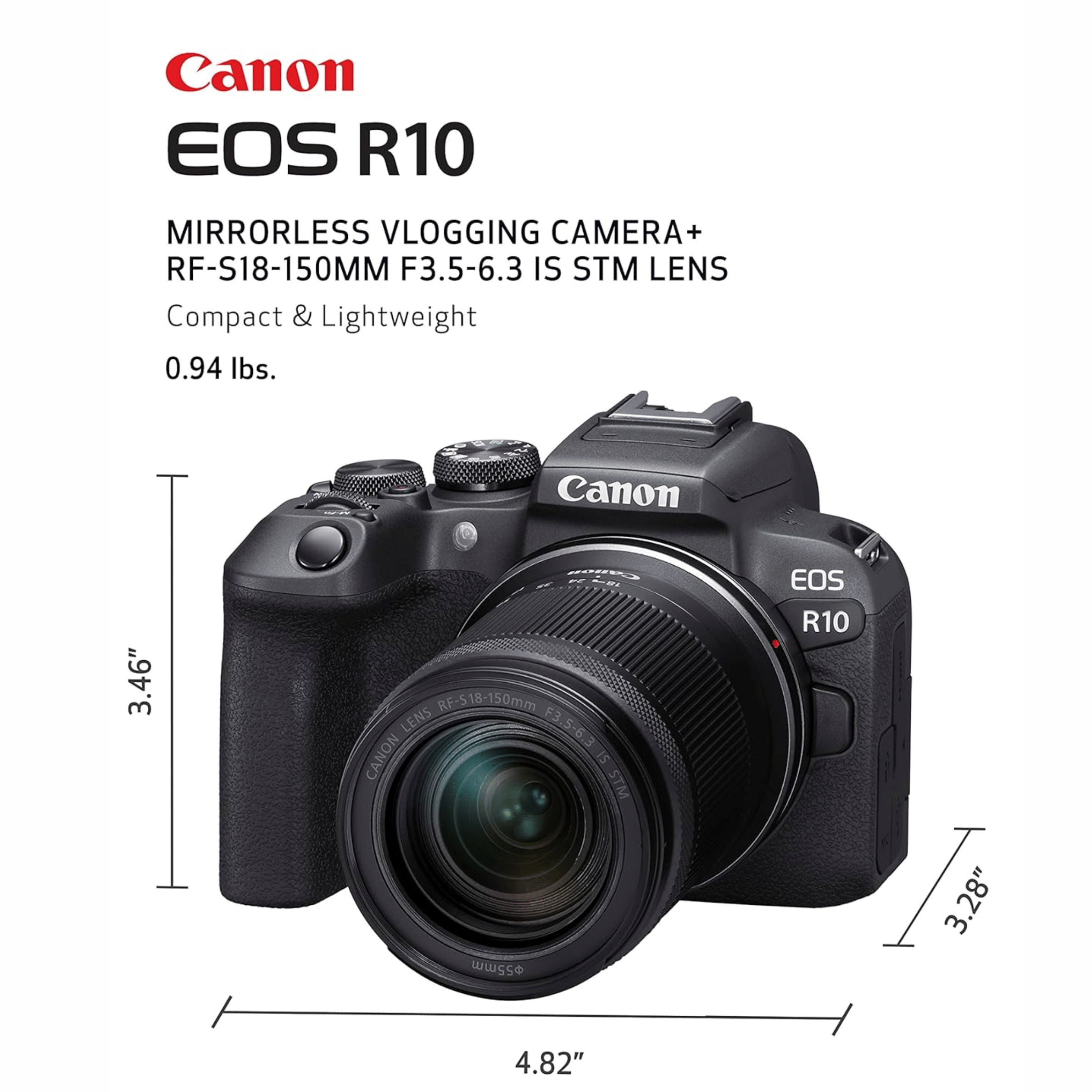 Canon EOS R10 24.2MP Mirrorless Camera - Refurbished_Black_Left Side_115193