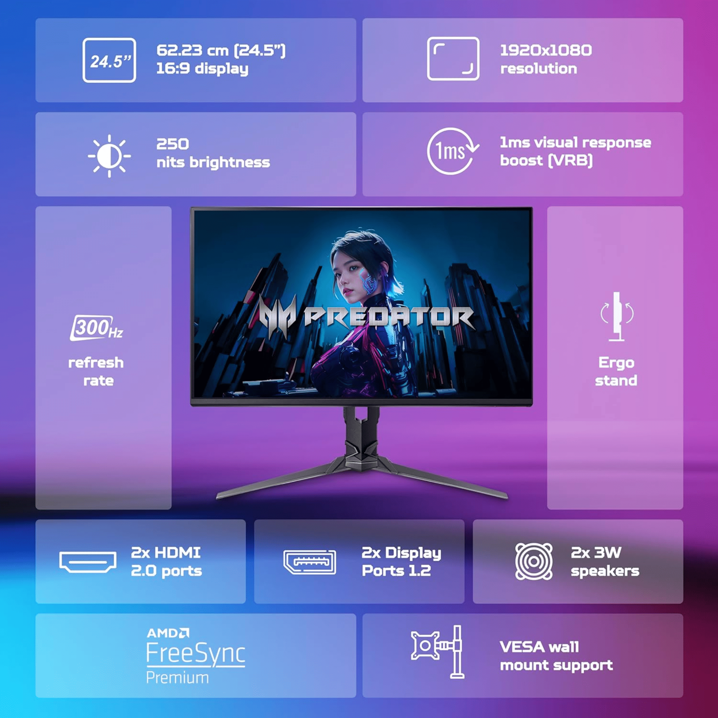 Acer Predator XB253Q Gx 24.5 Inch IPS 240 Hz FHD Gaming Monitor  - Unboxed_All_Others_115468