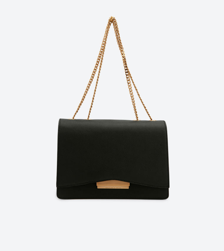 Charles & Keith Crossbody Front Flap Bag Luxury Bag - Pre-Loved - Blue - Refurbished