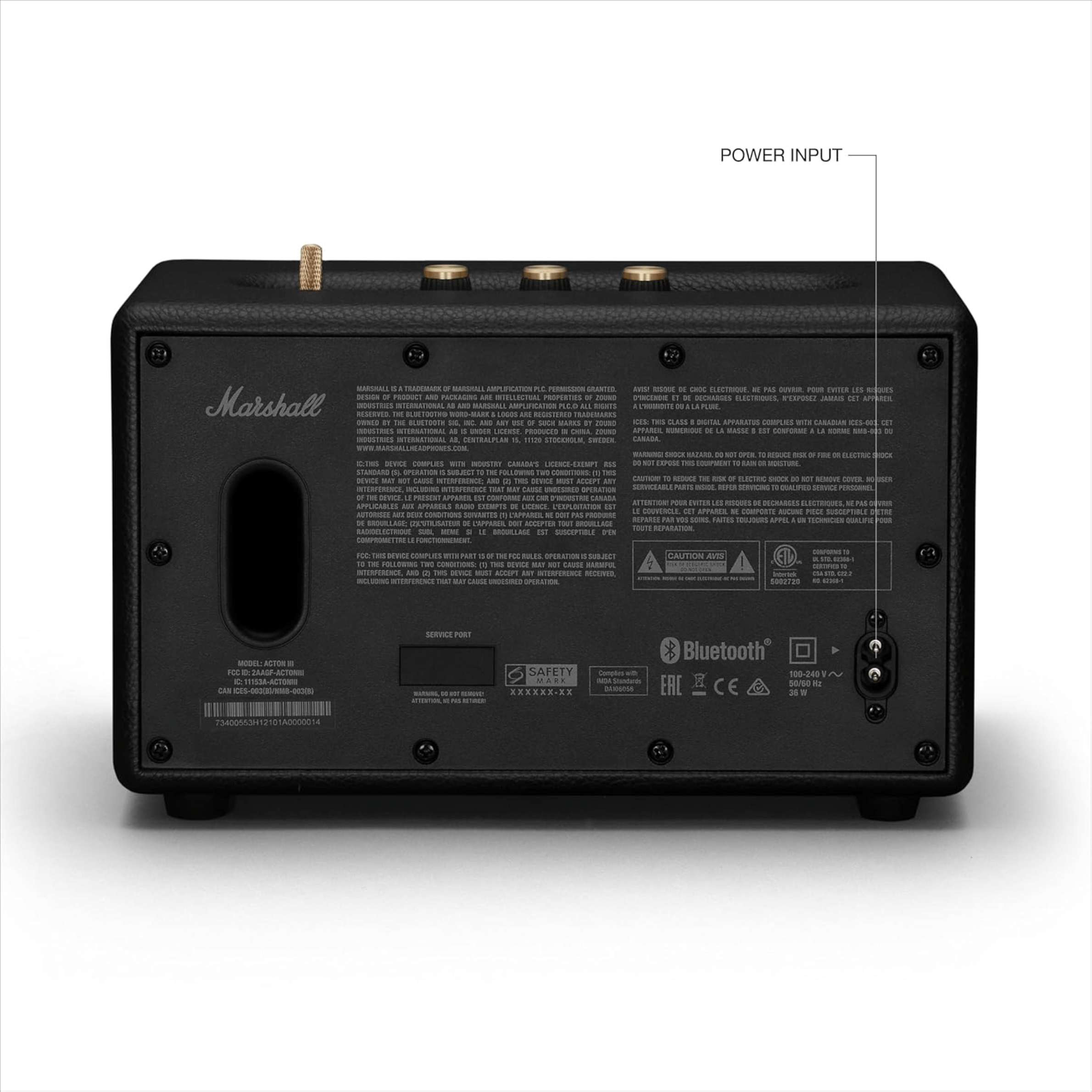 Marshall Acton 3 Bluetooth Speaker - Unboxed_Black_Back_114852