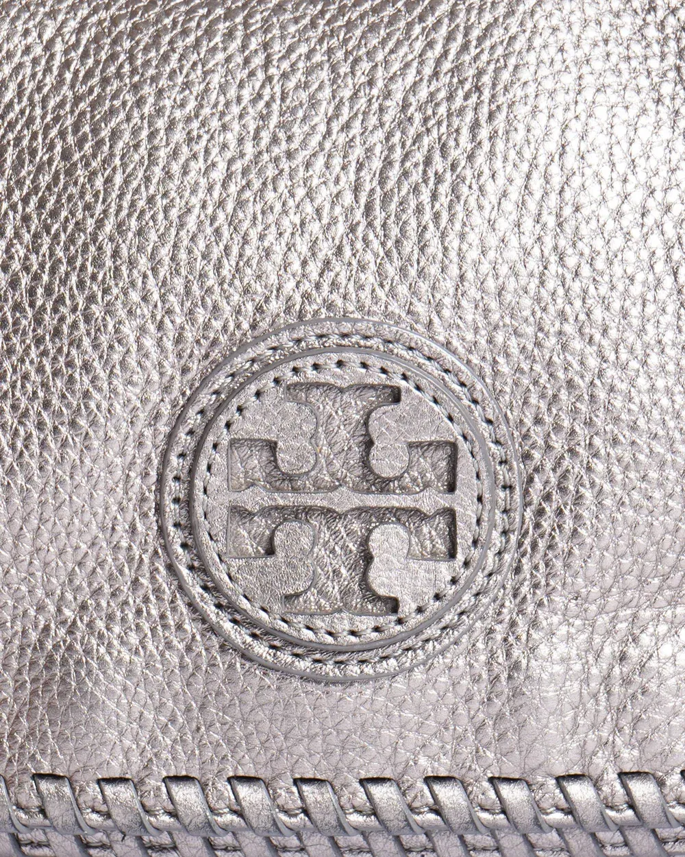 Tory Burch Marion Crossbody Luxury Bag - Pre-Loved - Metallic Grey - Refurbished_Metallic Grey_Top_64453