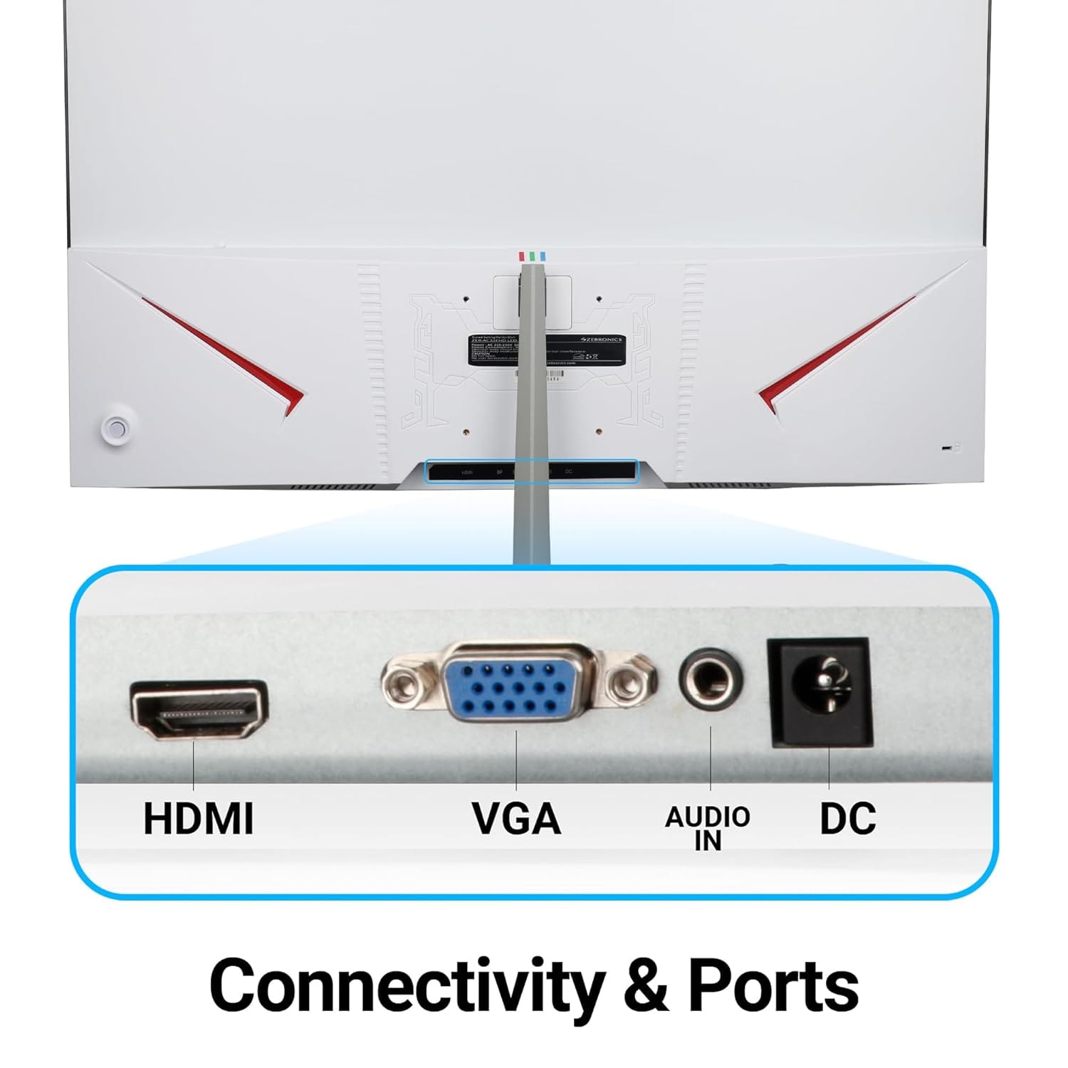 ZEBRONICS AC32FHD 32 Inch 75Hz LED Curved FHD Monitor - Unboxed_White_Bottom_89739