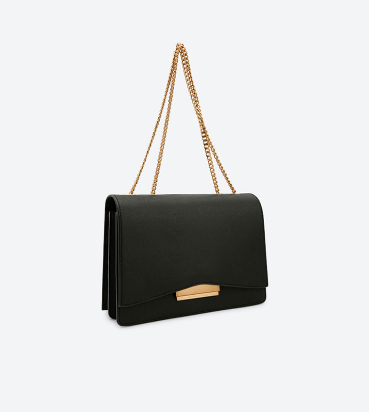 Charles & Keith Crossbody Front Flap Bag Luxury Bag - Pre-Loved - Blue - Refurbished_Blue_Left Side_64404