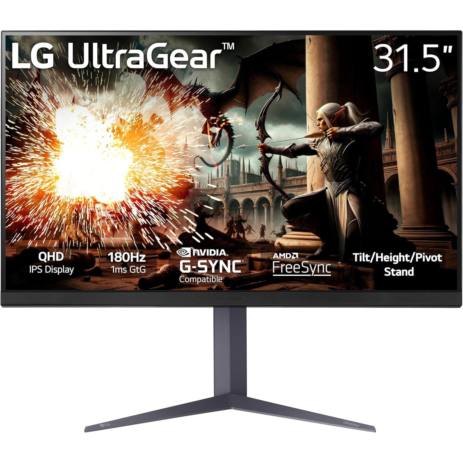 LG 32GS75Q 32 Inch IPS 180 Hz QHD Gaming Monitor  - Unboxed_Black_Front_89778
