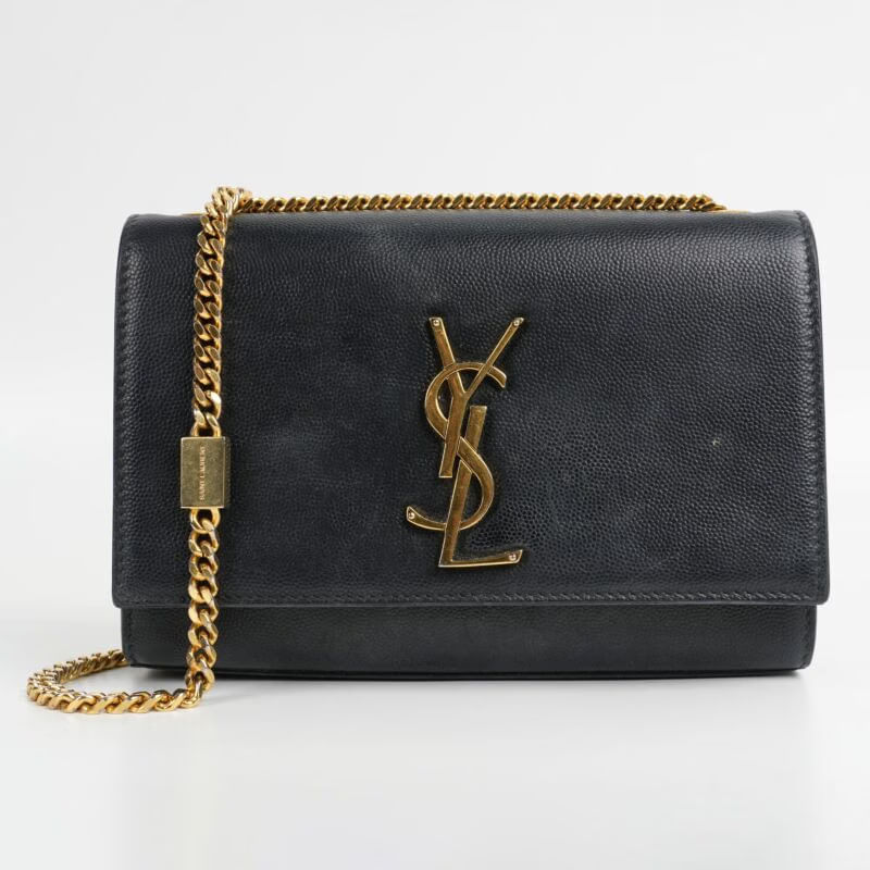 Saint Laurent Grain De Poudre Mini Monogram Shoulder Luxury Bag - Pre-Loved - Black - Refurbished
