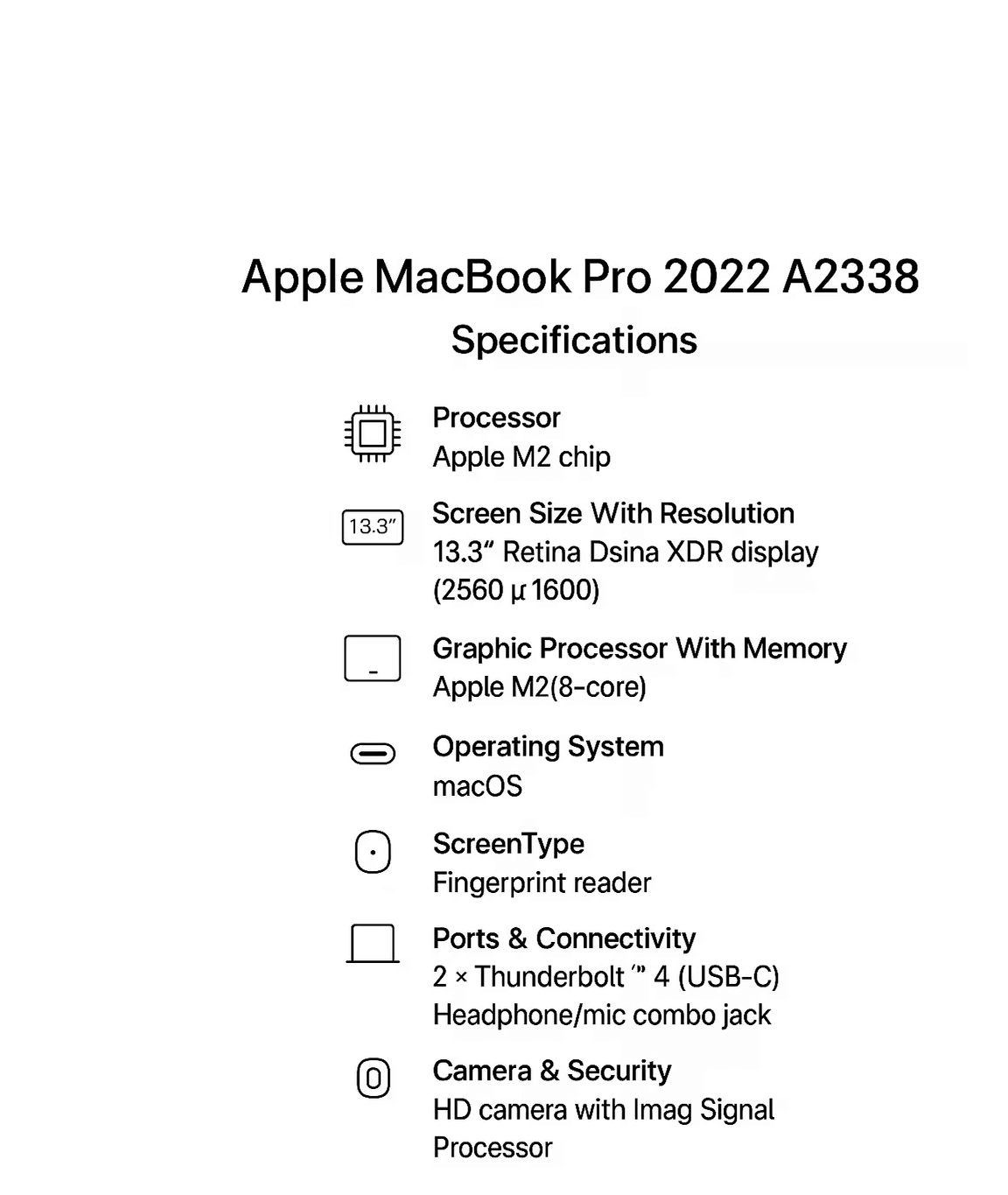 Apple MacBook Pro 2022 A2338 (Apple M2 chip 13.3 Inch)- Refurbished_Space Grey_Back_64649