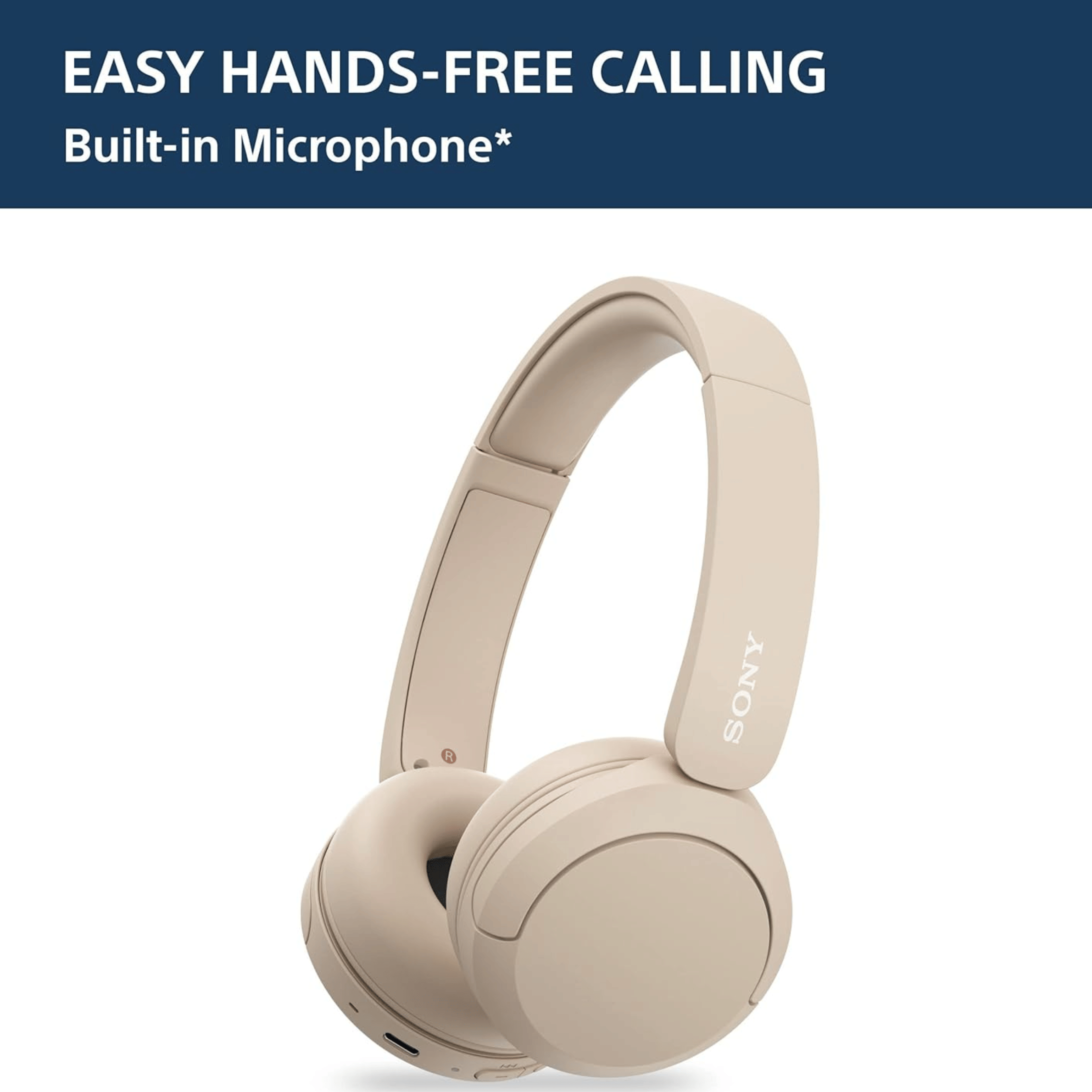 Sony WH CH520 on Ear Headphones - Refurbished_Taupe_Back_115253