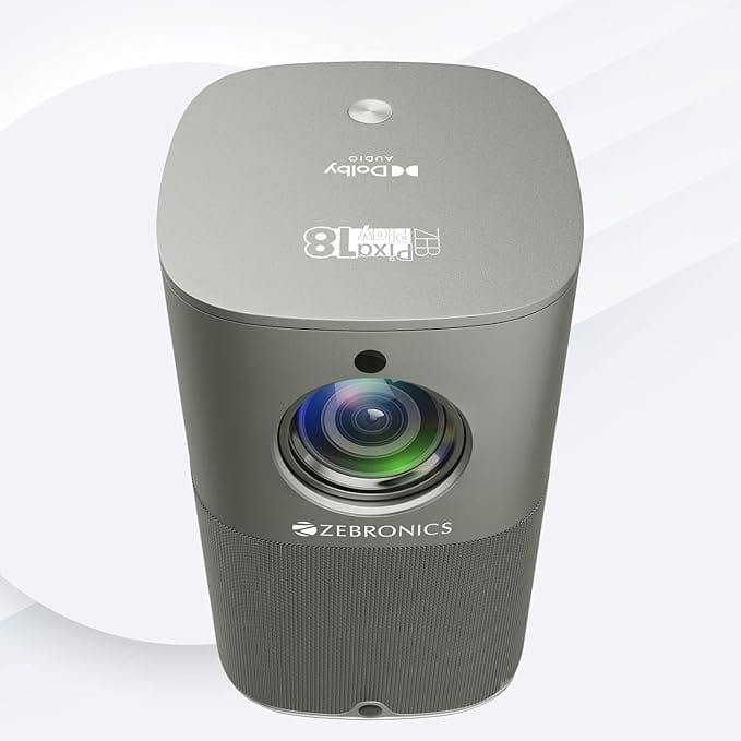 Zebronics PIXAPLAY 18 8200 lm 1080p Native with 4K Smart LED Vertical Projector - Unboxed_Grey_Top_88945