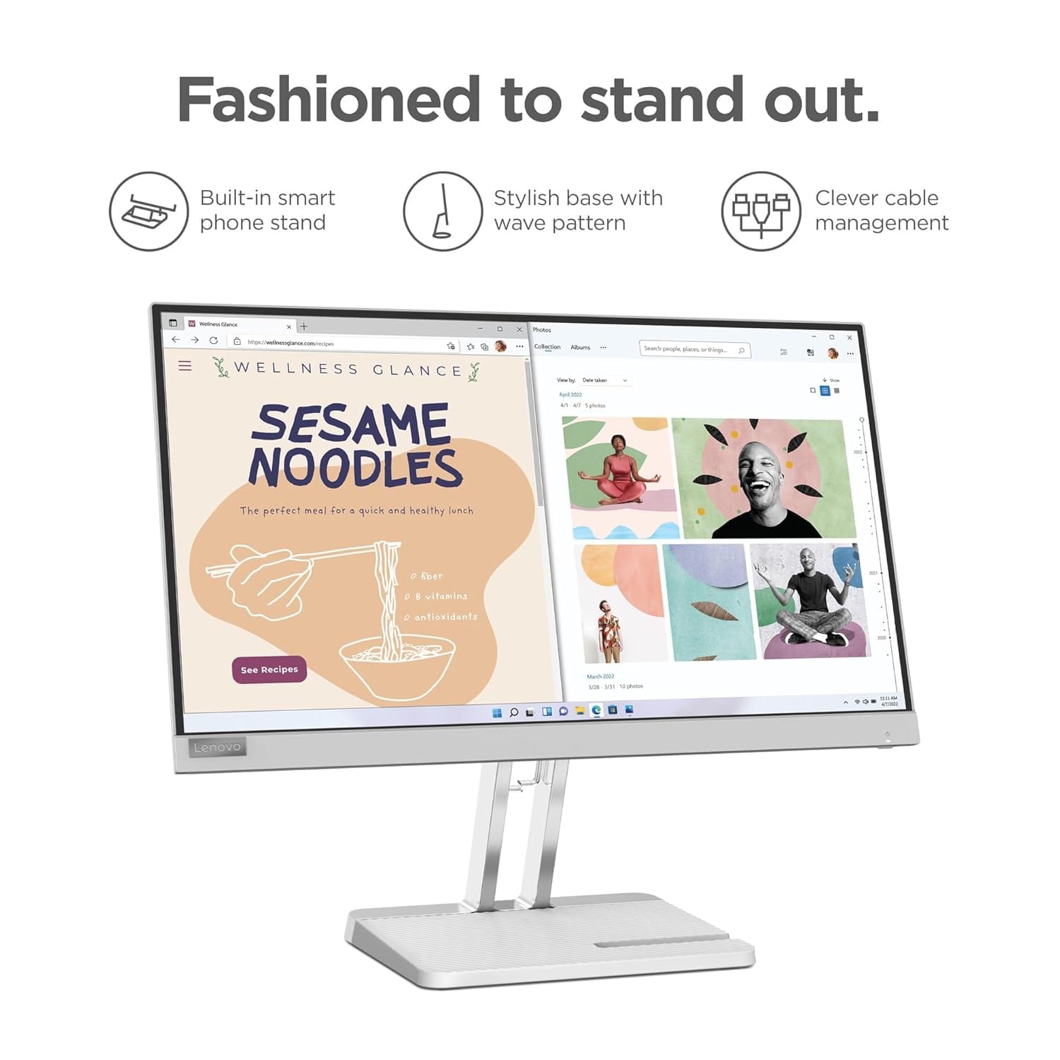 Lenovo L22e 40 21.4 Inch 75 Hz UltraSlim Full HD IPS Monitor  - Unboxed_White_Left Side_87091