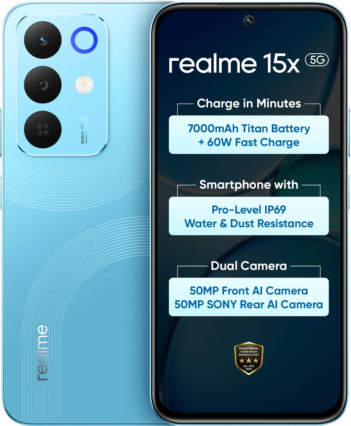Realme 15X 5G - Refurbished_Aqua Blue_Top_89286