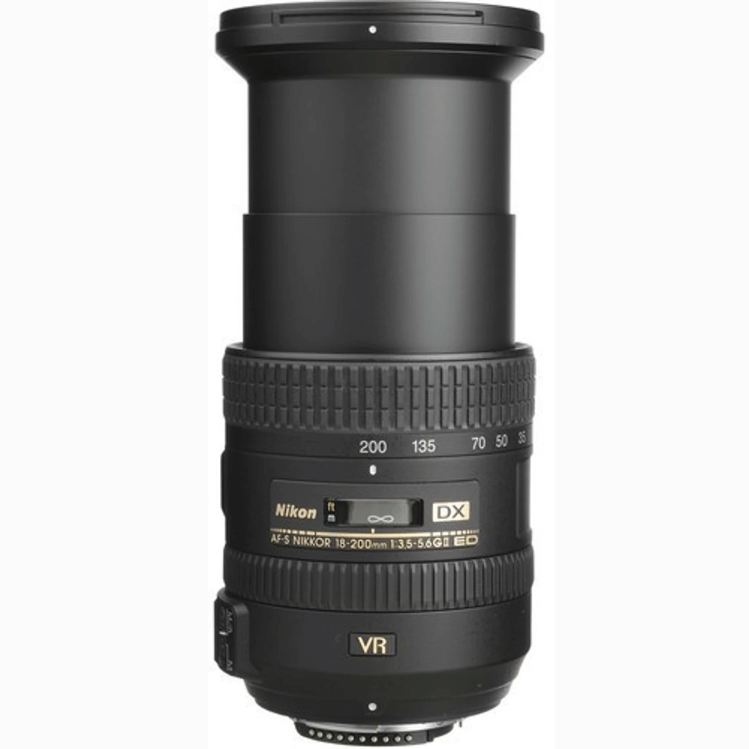 Nikon AF-S DX NIKKOR 18-200mm f/3.5-5.6G ED VR Telephoto Zoom Lens - Refurbished Good - Black - Refurbished_Black_Back_117222