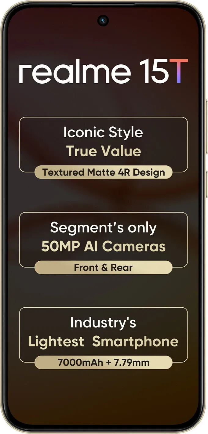 Realme 15T 5G - Refurbished_Flowing Silver_Front_89881